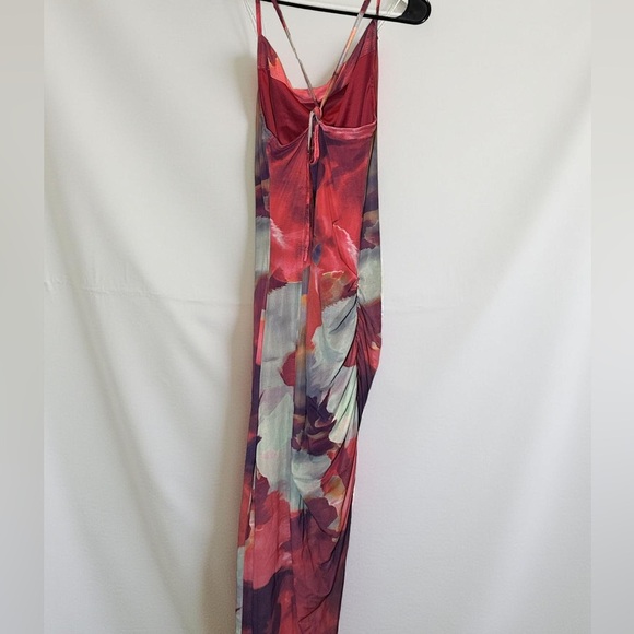 Vibrant Red and Pink Halter Dress - Picture 3 of 4